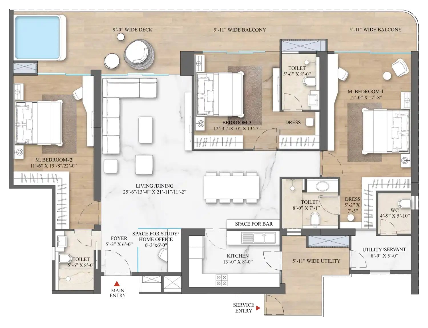 4 BHK(3755 Sq.Ft.)